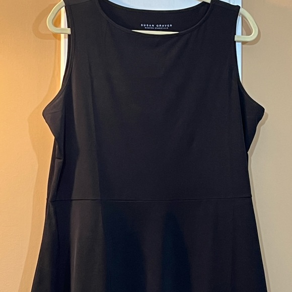 Susan Graver Liquid Knit Black Tank with Peplum Seaming Detail - Picture 9 of 10